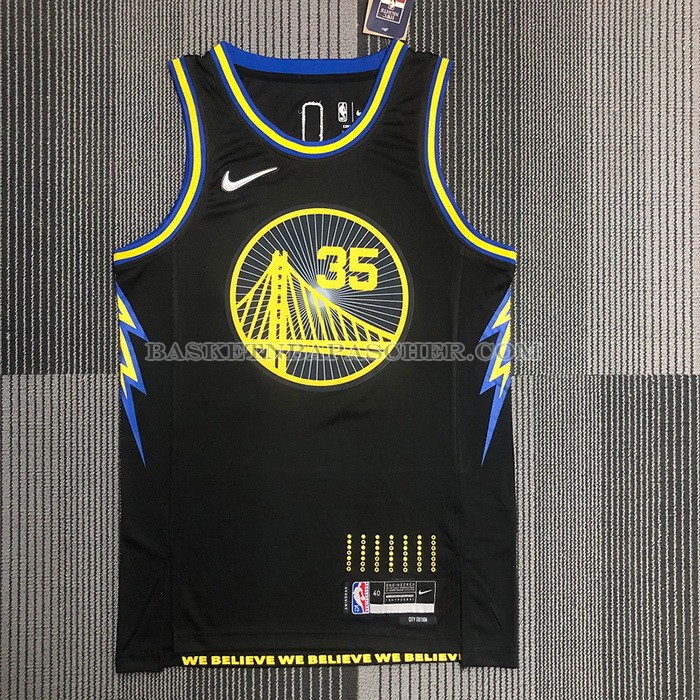 Maillot Golden State Warriors Kevin Durant NO 35 Ville 2021-22 Noir